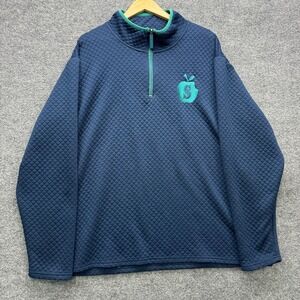 Seattle Mariners Quilted Quarter Zip Pullover Mens 2XL Navy Blue Long Sleeve MLB